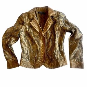 Carmen Marc Valvo Metallic Gold Brocade Jacket | Size 6